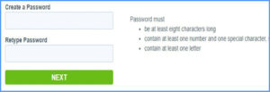 Create a password following the guidelines